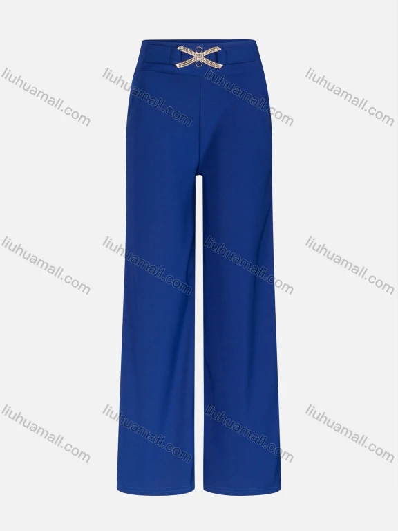 Wholesale Women's Casual Plain High Waist Wide Leg Pants 2949#