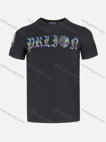 Wholesale Men's Casual Short Sleeve Round Neck Rhinestone Letter Print T Shirt, LIUHUA CLOTHING WHOLESALE