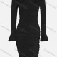 Wholesale Women's Fashion Off Shoulder Poet Sleeve Drawstring Bodycon Plain Dress 2# Clothing Wholesale Market Liuhua