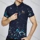 Wholesale Men's Casual Ink Splash Short Sleeve Split Side Polo Shirt LF002# Blue Clothing Wholesale Market Liuhua