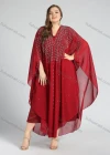 Wholesale Women's Vintage Islamic Muslim V-Neck Arabic Dubai Maxi Asymmetrical Hem Glitter Cover Up Kaftan With Scarf - Liuhuamall