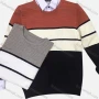 Wholesale Men's Casual Crew Neck Long Sleeve Colorblock Striped Knit Sweater preview