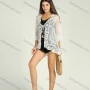 Wholesale Women's Peacock Hollow Out Short Bikini Coverup Cadigan preview