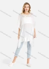 Wholesale Women's Plain Crochet Panel Tie Back V-Neck Drop Shoulder Cover Up - Liuhuamall