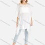 Wholesale Women's Plain Crochet Panel Tie Back V-Neck Drop Shoulder Cover Up preview