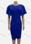 Wholesale Women's Plain Round Neck Ruffle Sleeve Button Front Bodycon Cocktail Midi Dress - Liuhuamall