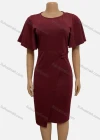 Wholesale Women's Plain Round Neck Ruffle Sleeve Button Front Bodycon Cocktail Midi Dress - Liuhuamall