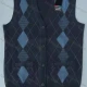 Wholesale Men's Casual Sleeveless Argyle Print Button Down Knit Sweater Vests Midnight blue Clothing Wholesale Market Liuhua