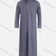 Wholesale Men's Formal Stand Collar Patch Pocket Button Front Pakistani Plain Middle East Ramadan Muslim Arabic Traditional Robe Gray Clothing Wholesale Market Liuhua