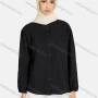 Wholesale Women's Casual Plain Ruffle Neck Elastic Cuff Button Down Blouse 1325# preview