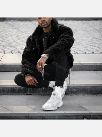 Wholesale Men's Fashion Plain Lapel Collar Long Sleeve Flap Pockets Thermal Jacket, LIUHUA CLOTHING WHOLESALE