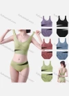 Wholesale Women's Sporty Breathable Racerback Sports Bra & Brief 2-piece Set 503# - Liuhuamall