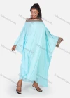 Wholesale Women's African Batwing Chiffon Embroidery Long Sleeve Oversized Maxi Kaftan Dress - Liuhuamall
