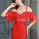 Women's Sexy Straps Sheer Lace Bodycon Mini Cami Dress Red Clothing Wholesale Market -LIUHUA
