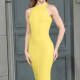 Women's Elegant Plain Bodycon Halter Midi Dress T5087# Clothing Wholesale Market -LIUHUA