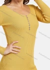 Wholesale Women's Casual Long Sleeve Scoop Neck Button Front Ribbed Slim Fit Pencil Knit Short Dress 2117# - Liuhuamall