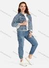 Wholesale Women's Casual Letter Embroidery Flap Pockets Ripped Button Down Distressed Crop Denim Jacket - Liuhuamall