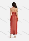 Wholesale Women's Sexy Plain Halter Open Back Zip Crop Top & Ruched Split Hem Maxi Skirt 2 Pieces Set - Liuhuamall