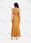 Wholesale Women's Casual Plain Collared Rhinestone Crop Top & Ruffle Split Hem Maxi Skirt 2 Pieces Set - Liuhuamall