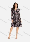 Wholesale Women's Casual Allover Print Wrap V Neck Pleated Long Sleeve Knee Length Dress - Liuhuamall