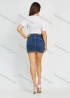 Wholesale Women's Sexy Slim Fit Zip Fly Dark Wash High Waist Denim Mini Skirt - Liuhuamall