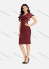 Wholesale Women's Casual Rhinestone Ruffle Trim Honeycomb Splicing V Neck Slit Hem Cocktail Dress - Liuhuamall