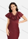 Wholesale Women's Casual Rhinestone Ruffle Trim Honeycomb Splicing V Neck Slit Hem Cocktail Dress - Liuhuamall