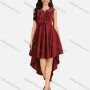 Wholesale Women's Pearl Decor Peter Pan Collar High Low Hem Short Cocktail Dress preview