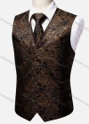 Wholesale Men's Formal Paisley Print Silky Waistcoat With Necktie 2-piece Set - Liuhuamall