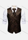 Wholesale Men's Formal Paisley Print Silky Waistcoat With Necktie 2-piece Set - Liuhuamall