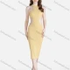 Wholesale Women's Sexy Cutout Mock Neck Sleeveless Plain Bodycon Midi Club Dress 57# Clothing Wholesale Market Liuhua