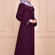 Women's Muslim Islamic Casual Plain Long Sleeve Zip Decor Maxi Cardigan Wine Clothing Wholesale Market -LIUHUA