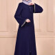 Women's Muslim Islamic Casual Plain Long Sleeve Zip Decor Maxi Cardigan Navy Clothing Wholesale Market -LIUHUA