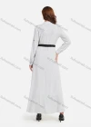 Wholesale Women's Casual Pin Dot Stand Collar Button Front Buckle Strap Cuff Long Sleeve Maxi Dress With Belt - Liuhuamall