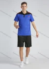 Wholesale Men's Sporty Colorblock Slim Fit Short Sleeve Striped Trim Workout Polo Shirt - Liuhuamall