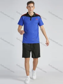 Wholesale Men's Sporty Colorblock Slim Fit Short Sleeve Striped Trim Workout Polo Shirt, LIUHUA CLOTHING WHOLESALE