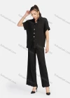 Wholesale Women's Casual Short Sleeve Shirt & Pleated Pants 2-Piece Set 9128-1# - Liuhuamall
