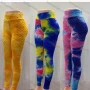 Wholesale Women's Sporty High Waist Honeycomb Texture Tie Dye Ankle Length Leggings preview