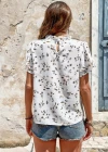 Wholesale Women's Ruffle Neck Layered Sleeve Ruffle Trim Plants Print Blouse AY259# - Liuhuamall