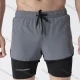 Wholesale Men's Athletic Workout 2-in-1 Plain Drawstring Elastic Waist Shorts 62201# Gray Guangzhou Clothing Wholesale Market & Suppliers -LIUHUAMALL