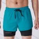 Wholesale Men's Athletic Workout 2-in-1 Plain Drawstring Elastic Waist Shorts 62201# Cyan Guangzhou Clothing Wholesale Market & Suppliers -LIUHUAMALL