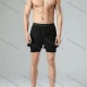 Wholesale Men's Athletic Workout 2-in-1 Plain Patch Pocket Split Side Elastic Waist Shorts 62203# Black Guangzhou Clothing Wholesale Market & Suppliers -LIUHUAMALL