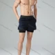 Wholesale Men's Athletic Workout 2-in-1 Plain Patch Pocket Split Side Elastic Waist Shorts 62203# Navy Guangzhou Clothing Wholesale Market & Suppliers -LIUHUAMALL