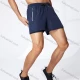 Wholesale Men's Athletic Workout 2-in-1 Allover Print Zipper Pockets Drawstring Elastic Waist Shorts 62207# Navy Guangzhou Clothing Wholesale Market & Suppliers -LIUHUAMALL