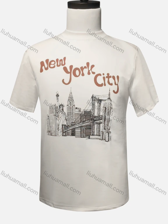 Wholesale Men's Letter Print Round Neck Short Sleeve Casual T-Shirt