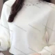 Wholesale Women's Casual Mock Neck Plain Beaded Decor Long Sleeve Sweater Top 633# White Clothing Wholesale Market Liuhua