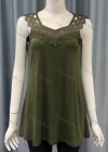 Wholesale Women's Casual Plain Splicing Guipure Lace Mid Length Tank Top - Liuhuamall