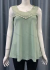 Wholesale Women's Casual Plain Splicing Guipure Lace Mid Length Tank Top - Liuhuamall