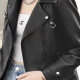 Women's Casual Lapel Long Sleeve Plain Leather Jacket Black Clothing Wholesale Market -LIUHUA