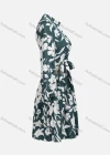 Wholesale Women's Casual Mock Neck Long Sleeve Pleated Floral Print Dress With Belt 7635# - Liuhuamall